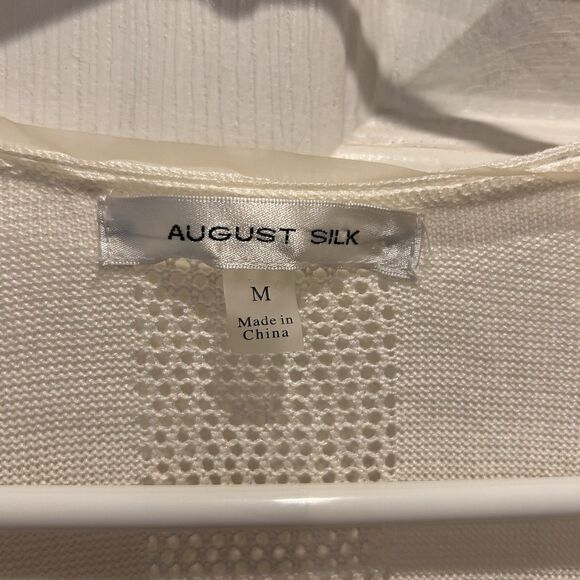 August Silk Women's Open Front Flowy Cardigan Viscose Off White Medium Beachy - Picture 7 of 8